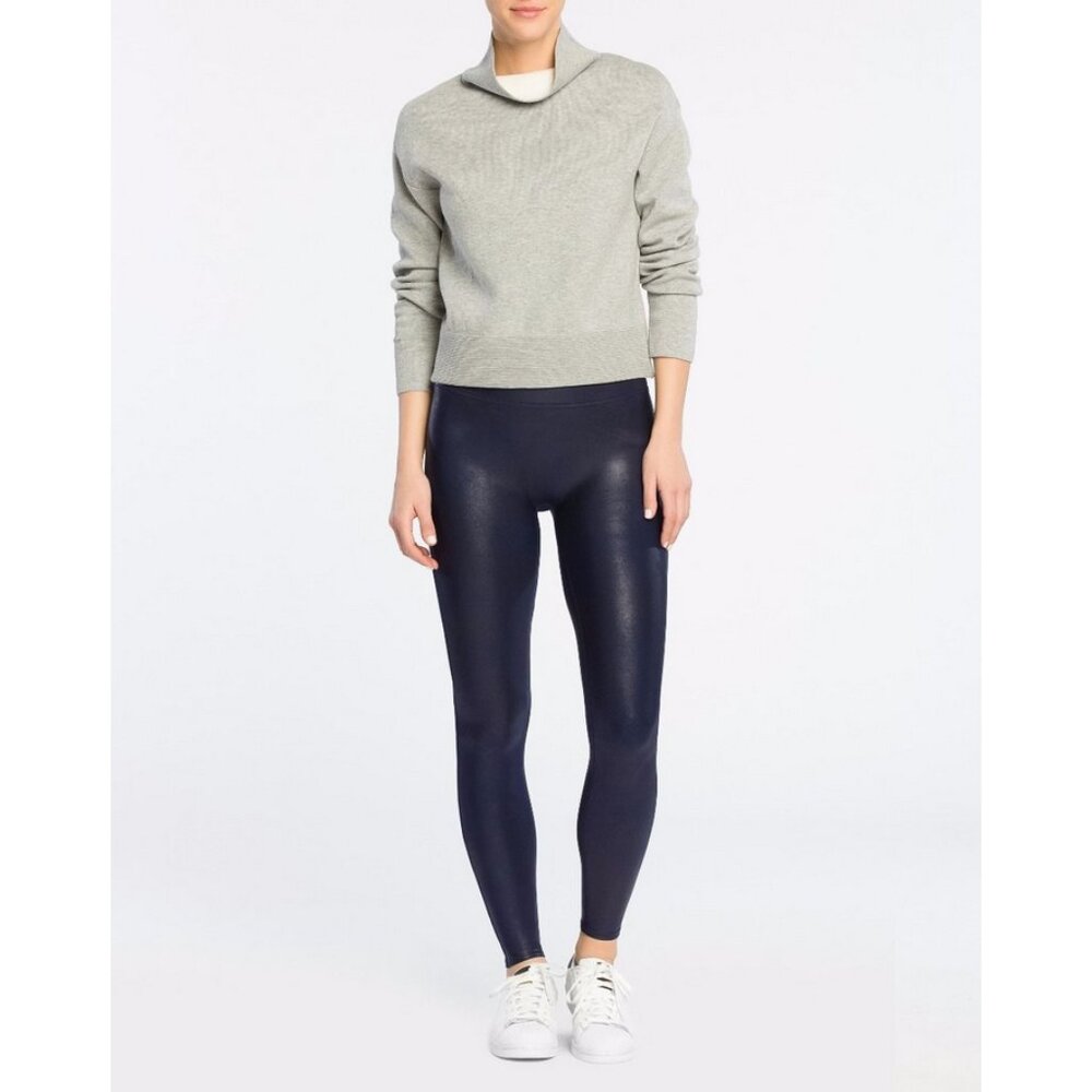 SPANX Faux Leather Leggings in Night Navy